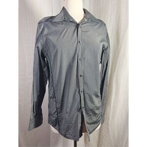 INC Men's Button Down Dark Striped Dress Shirt - Size S